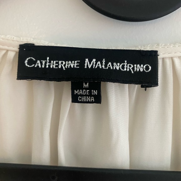 Catherine Malandrino long sleeve silky flowy boho top size M cream white color - Picture 5 of 6